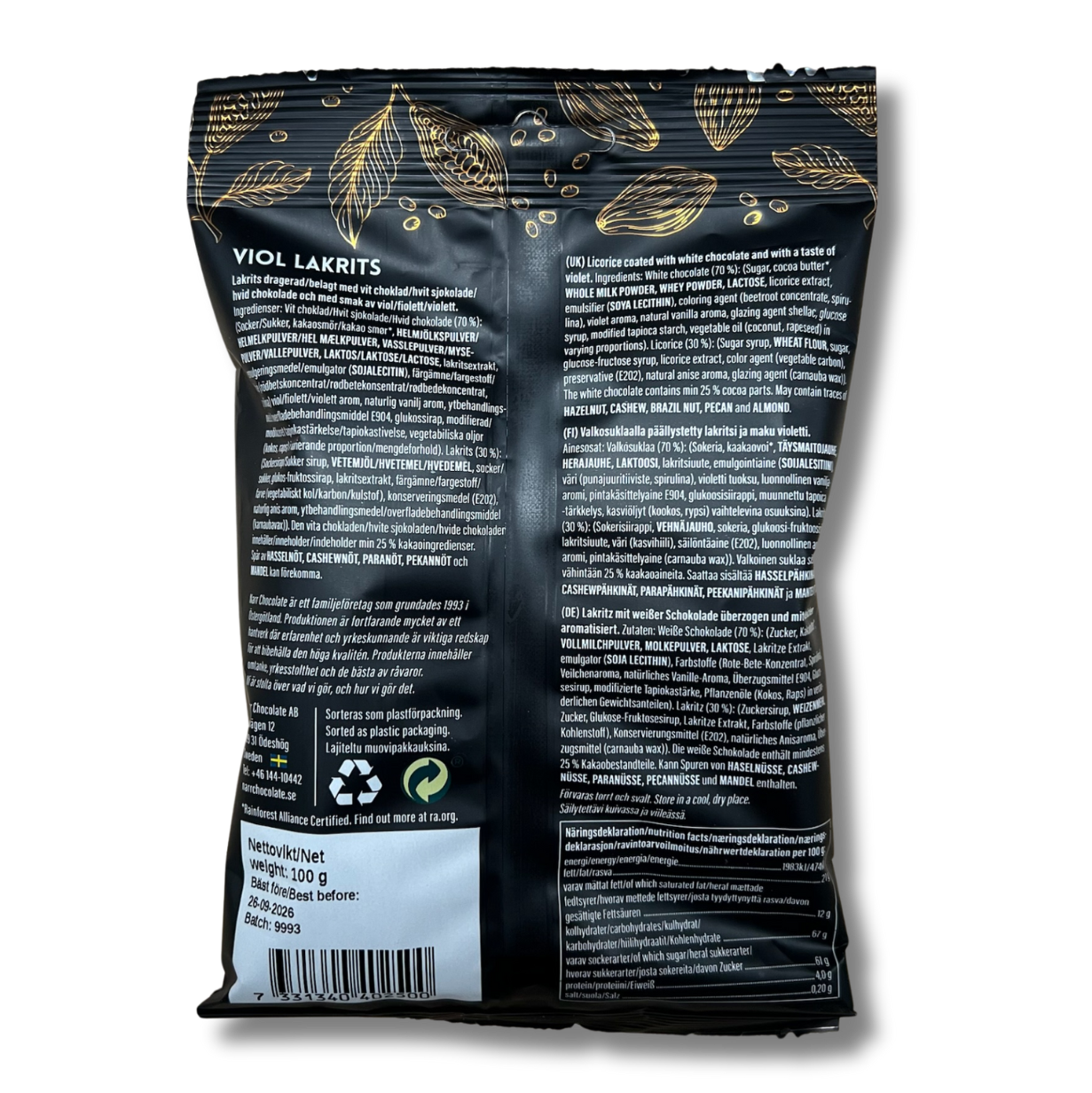 Narr Veilchenlakritz weiße Schokolade